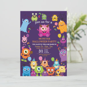 Invitation Jolie Fête D'Halloween Monster Costume Pour Enfant