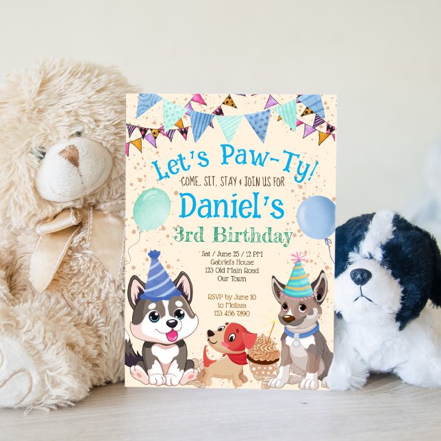 Invitation Jolie fête du chiot des chiots (Créateur téléchargé)