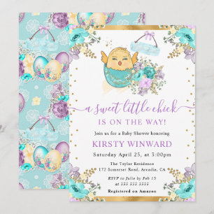 Invitation Jolie Fête Prénatale de Pâques Florale Aquarelle a
