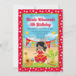 Invitation Jolie fille afro-américaine fête d'anniversaire po