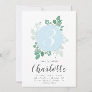 Invitation Jolie fille Anniversaire fleuri