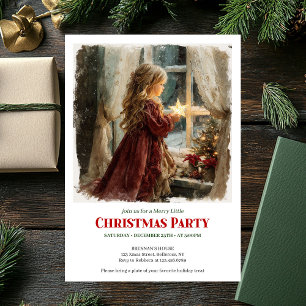 Invitation Jolie fille attend le Père Noël Noël éditable