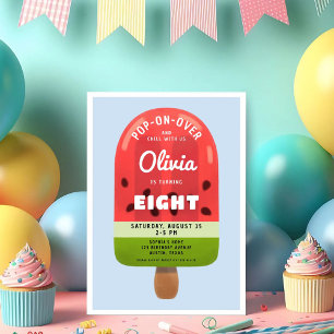 Invitation Jolie fille au popsicle de melon pour son 8ème ann