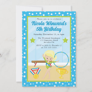Invitation Jolie fille blonde gymnaste  Anniversaire des enfa