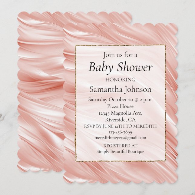 Invitation Jolie fille Blush Pink Swirl (Devant / Derrière)