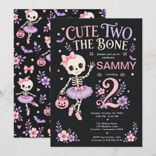 Invitation Jolie Fille Jusqu'aux Os 2e Anniversaire Squelette