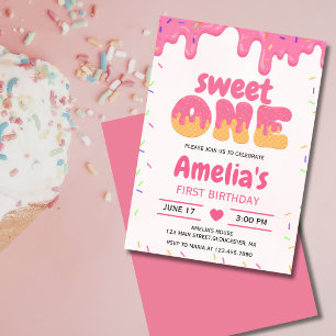 Invitation Jolie Fille Premier Anniversaire, 1ère glace 