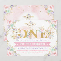 Jolie fille Woodland Animaux 1er anniversaire