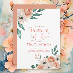 Invitation Jolie Fleur de Crème de Pêche 90e Anniversaire