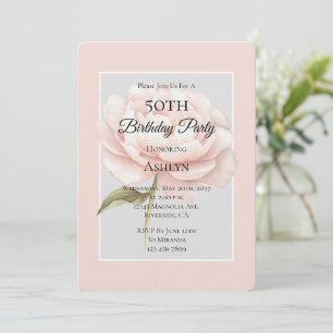 Invitation Jolie Fleur Rose Blanche Rose 50ème Anniversaire