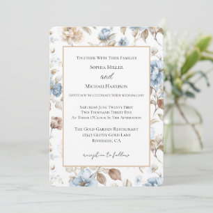 Invitation Jolie Fleurs Bleues Romantiques Mariage