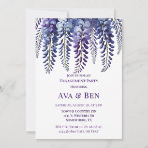 Invitation Jolie Fleurs de glycine violette Partie d'engageme