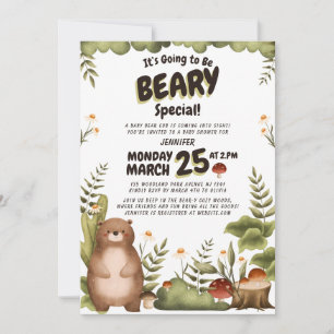 Invitation Jolie forêt de l'ours Baby shower lunaire