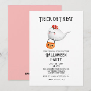 Invitation Jolie Frappe Fantôme ou Treat Bucket Fête d'Hallow