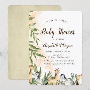 Invitation Jolie girafe, zèbre quitte la baby shower