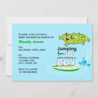 Invitation Jolie grenouille sauter pour la joie Baby shower B