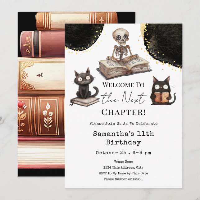 Invitation Jolie Halloween Chapitre suivant 11e anniversaire (Devant / Derrière)