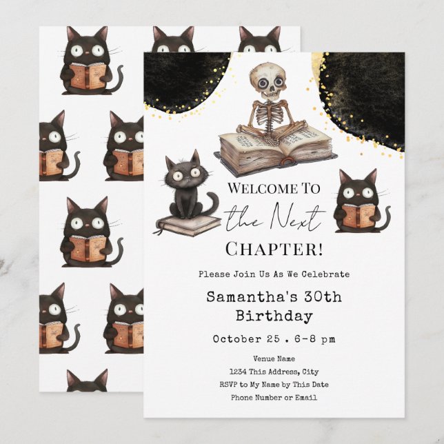 Invitation Jolie Halloween Suivant Chapitre 30e Anniversaire  (Devant / Derrière)