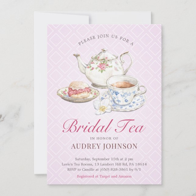 Invitation Jolie Lavender Bridal Tea Wedding shower britanniq (Devant)