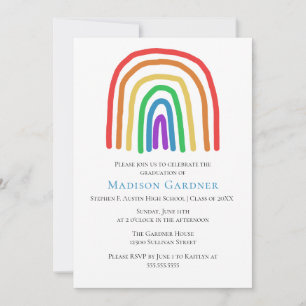 Invitation Jolie main tiré Rainbow High School Graduation