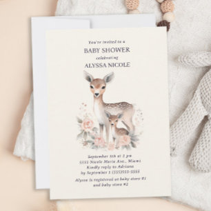 Invitation Jolie Maman Bébé Cerf Baby Girl Shower