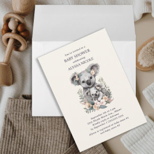 Invitation Jolie Maman Bébé Koala Fille Baby Shower