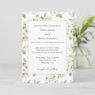 Invitation Jolie Mariage Arbre Fleurissant Crème