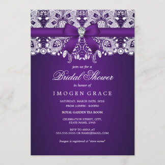 Invitation Jolie Mariage Dentelle Violette Et Diamant