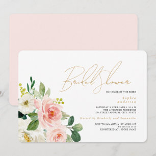 Invitation Jolie Mariage Fleurs Rose Pâle