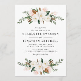 Invitation Jolie mariage floral couleur d'aquarelle magnolia