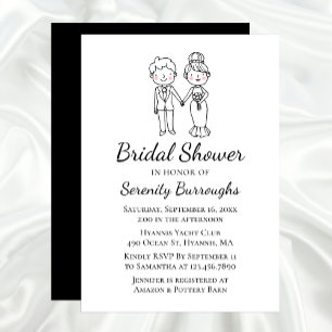 Invitation Jolie mariée en caricature Groom Fête des mariées 