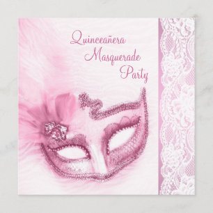 Invitation Jolie mascarade rose