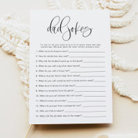 JOLIE Minimalist Papa plaisante Baby shower Game