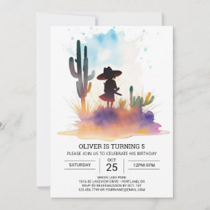 Invitation Jolie Pampas Grosse Cowboy Anniversaire