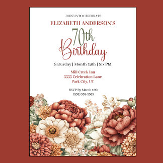 Invitation Jolie Paon d'Automne 70e Anniversaire