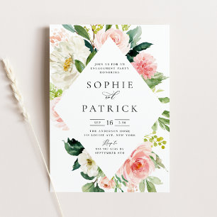 Invitation Jolie partie d'engagement de cadre floral de print