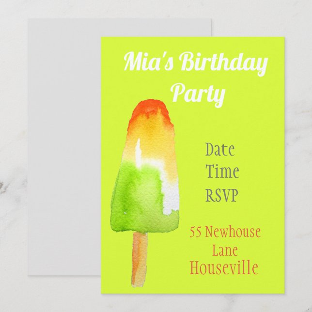 Invitation Jolie pâtisserie de chaux glace bloc d'été (Devant / Derrière)