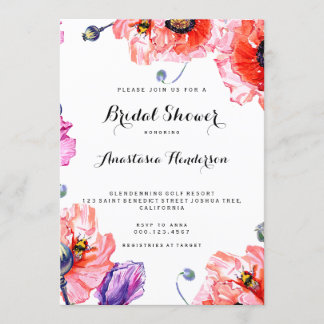 Invitation Jolie pavot Fleurs Douche nuptiale.