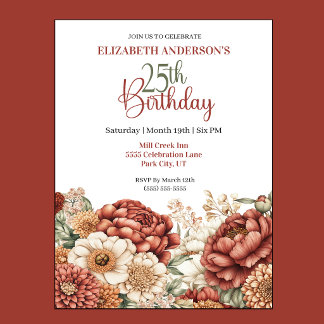 Invitation Jolie Peonie d'Automne pour les 25 ans