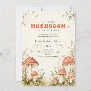 Invitation Jolie petite fée champignon Fête de naissance en f