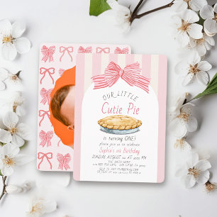 Invitation Jolie petite fille à l'arc rose Photo 1er annivers