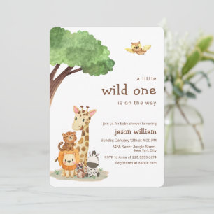 Invitation Jolie petite sauvageonne Safari jungle Animaux Bab