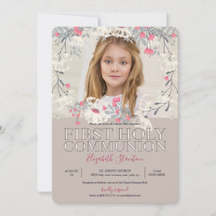 Invitation Jolie Photo de Jardin Première Communion Sainte