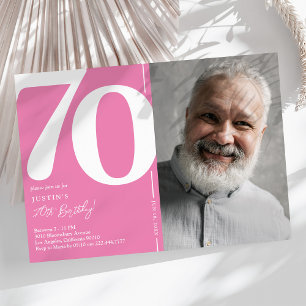 Invitation Jolie Photo Rose Fête des 70 ans