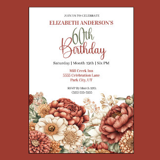 Invitation Jolie Pivoine d'Automne 60e Anniversaire