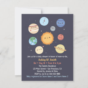 Invitation Jolie Planètes Soleil Système Solaire, Fête de Béb