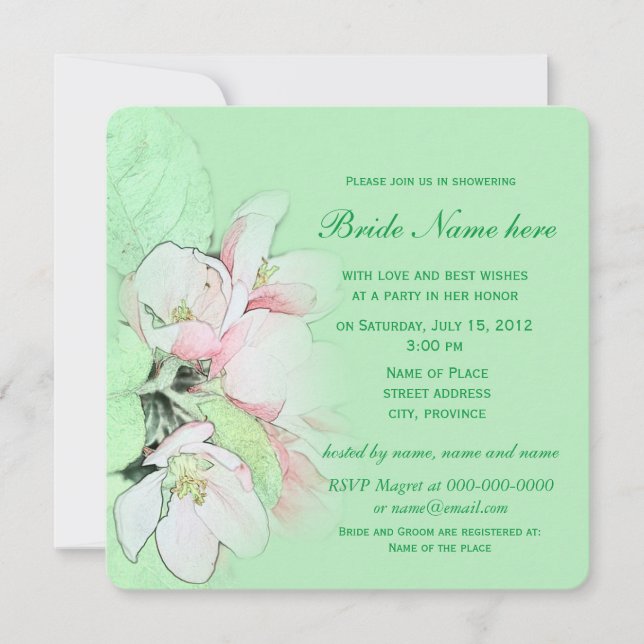 Invitation Jolie pomme fleurs douches nuptiales (Devant)