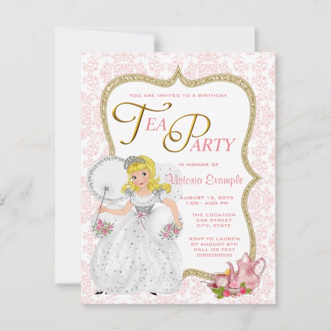 Invitation Jolie Princess Tea Party (Devant)