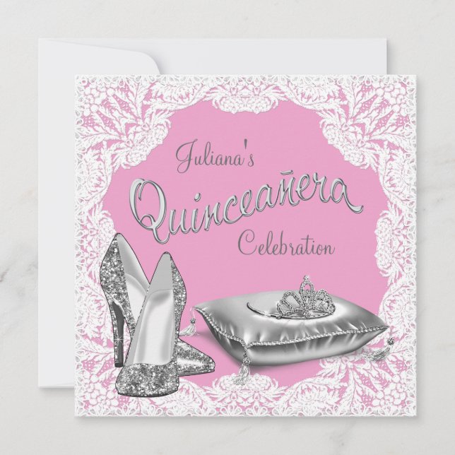 Invitation Jolie princesse rose Quinceanera (Devant)