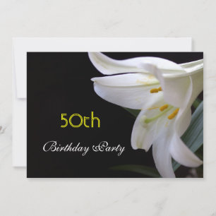 Invitation Jolie, pure, élégante fleur de lys blanche anniver